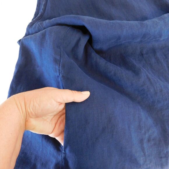 United Color of Benetton Dress Medium Linen Sundress Sleeveless Coastal A-Line - Picture 8 of 12